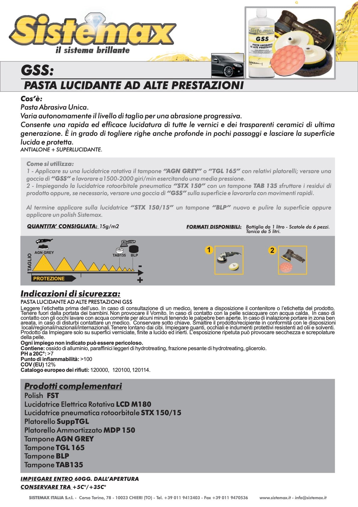 Scheda tecnica Pasta abrasiva Unica GSS Sistemax ad abrasione controllata. - Lucidatura Professionale