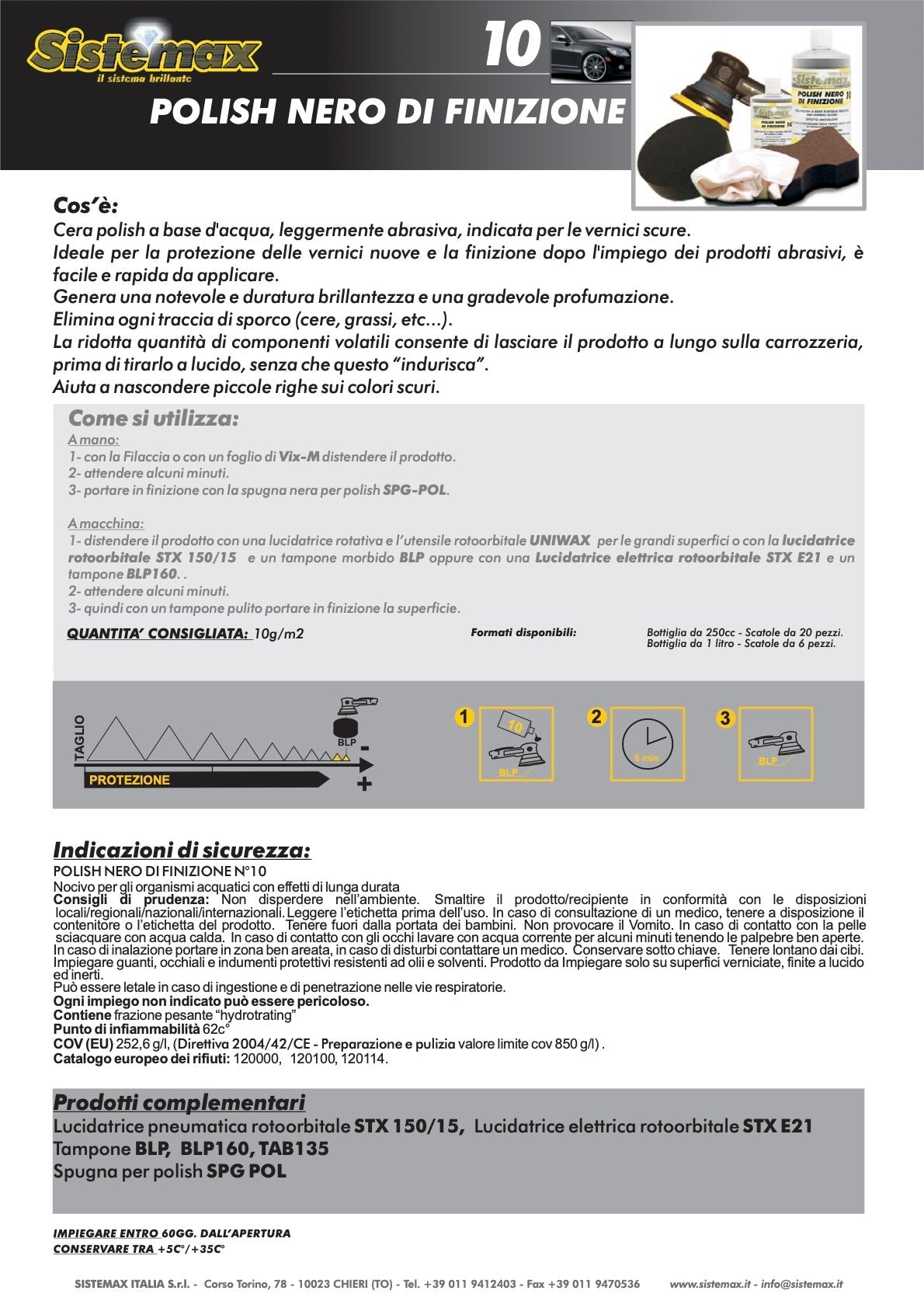 Scheda Tecnica, Polish nero a base acqua leggermente abrasivo. - Lucidatura Professionale